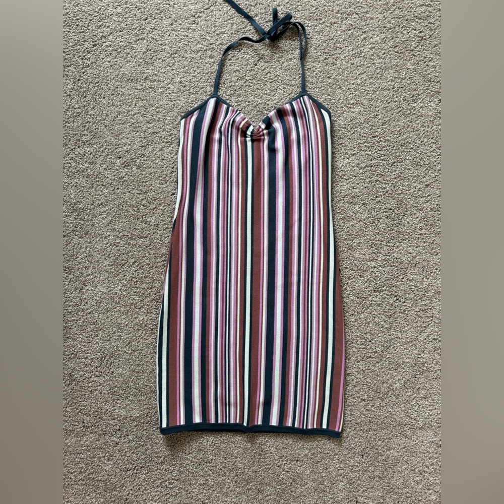 Sunday Best Multicolor Striped Halter Mini Dress